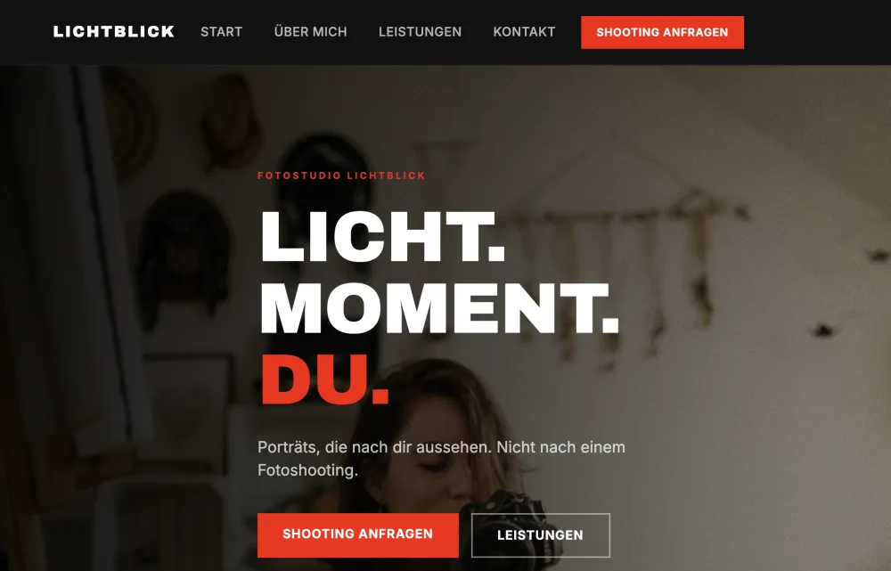 Mit Claude gebaute Fotostudio-Website